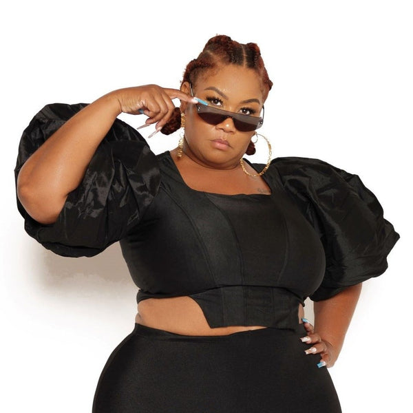 "I Can Be Your Sunshine" Puff Sleeve Top - Black