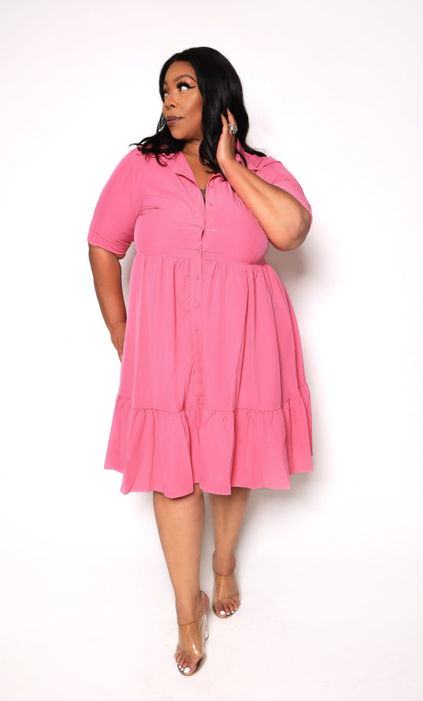 "Relax Your Mind" Basic Tunic Babydoll Dress - Fuchsia