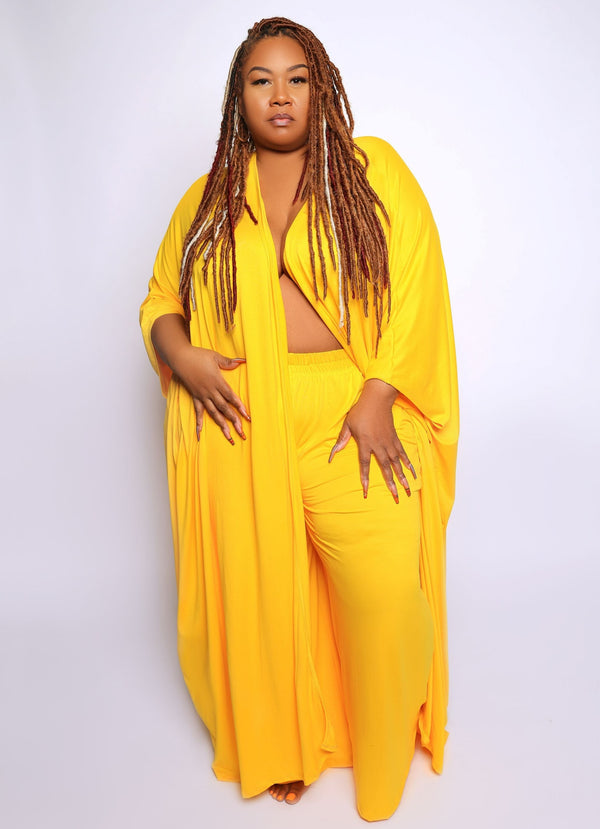 "Limitless" Oversized Cardigan Set - Yellow