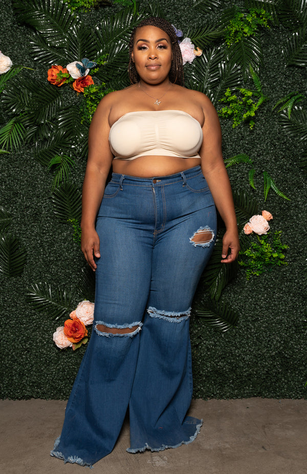 Plus Size Bandeau Bra - Cream